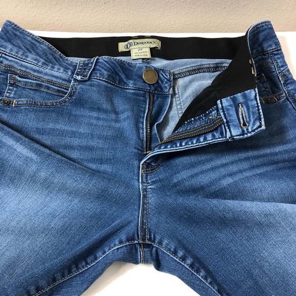 Democracy Stretchy Ab Technology Mid Rise Waistband Slimming Panel Blue Jeans 12 - Picture 4 of 16